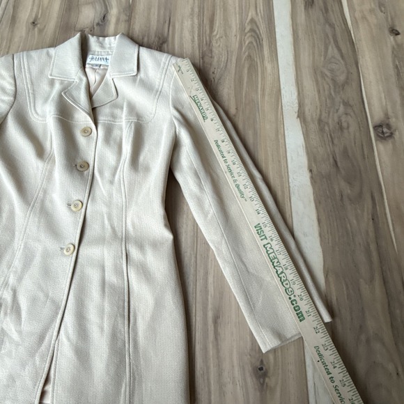 Juliana Collezione 0 Ivory Feather Twill Blazer Jacket Career Wear Wool Blend - Picture 3 of 9